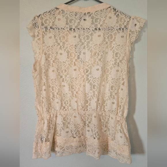 Vintage Anne French Cream Lace Top Size Large - Picture 2 of 6